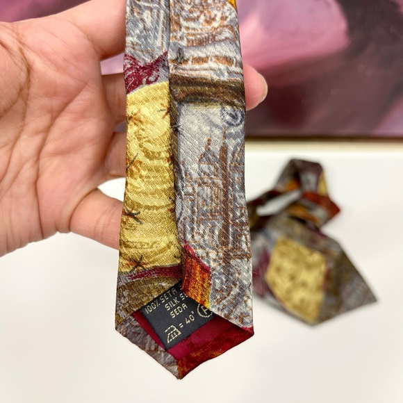 ERMENEGILDO ZEGNA Vintage 100% Silk Tie in Retro Print - Picture 10 of 12